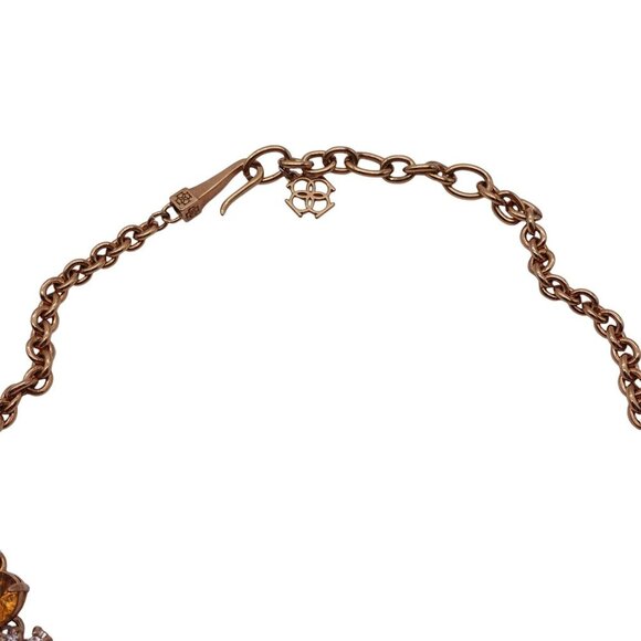 Ann Taylor Layered Rhinestones Pendant Necklace Gold Tone Yellow Multistrand - Picture 5 of 7